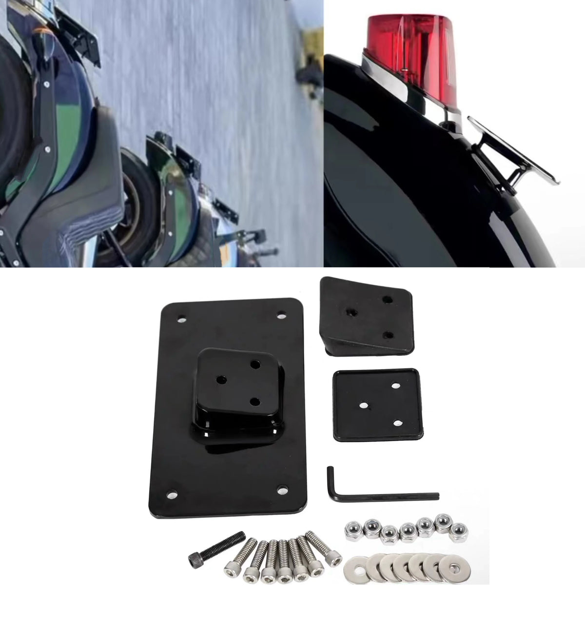 Chrome/Matt Black Motorcycle License Plate Frame Mount w/ Screws For Harley Davidson Big Twins Sportster Dyna Softail 1973-2019