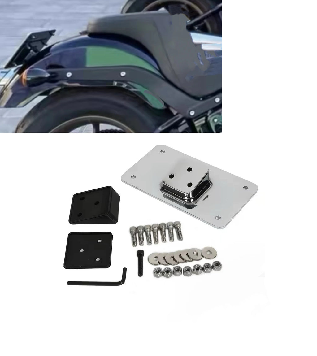 Chrome/Matt Black Motorcycle License Plate Frame Mount w/ Screws For Harley Davidson Big Twins Sportster Dyna Softail 1973-2019